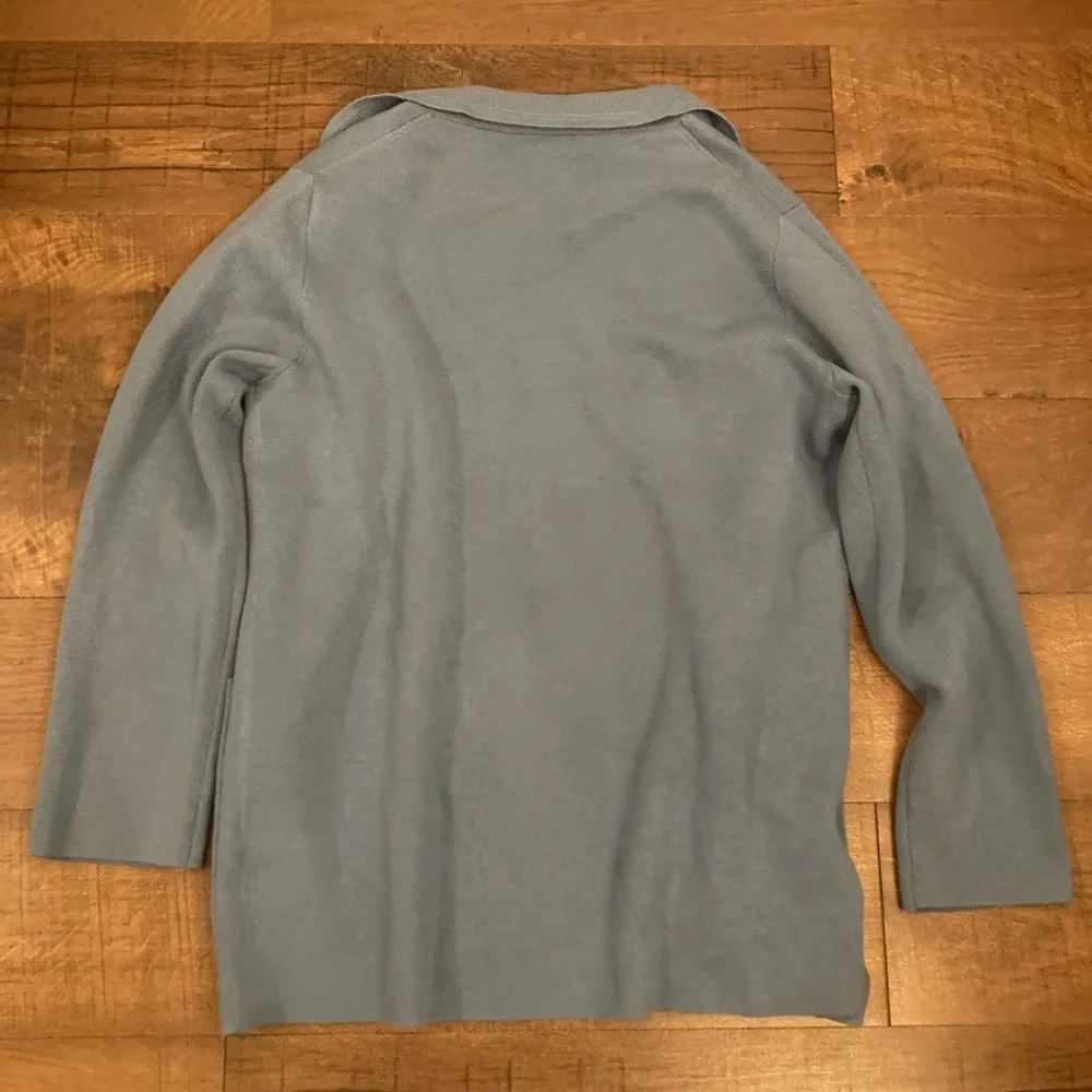 J.Crew Eloise Sweater-Blazer Jacket Cardigan Dusty Blue Merino Wool Blend EUC XS